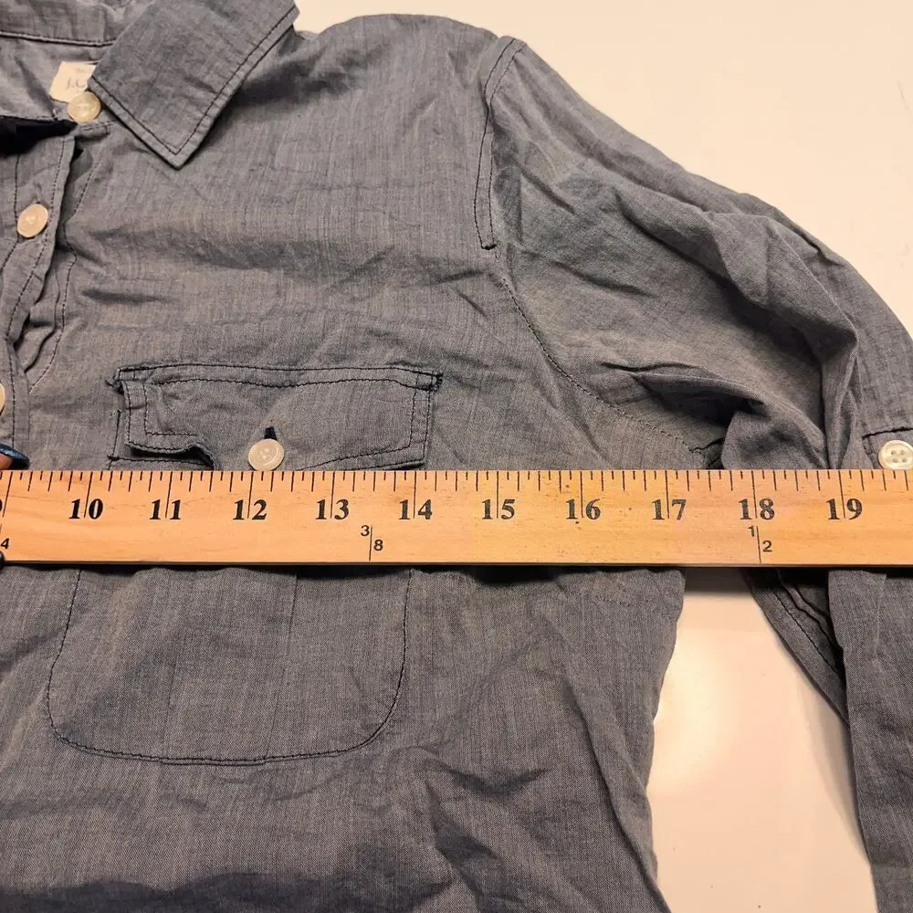 J. Crew Gray Roll-tab Long Sleeve Button Down Shirt Size XS